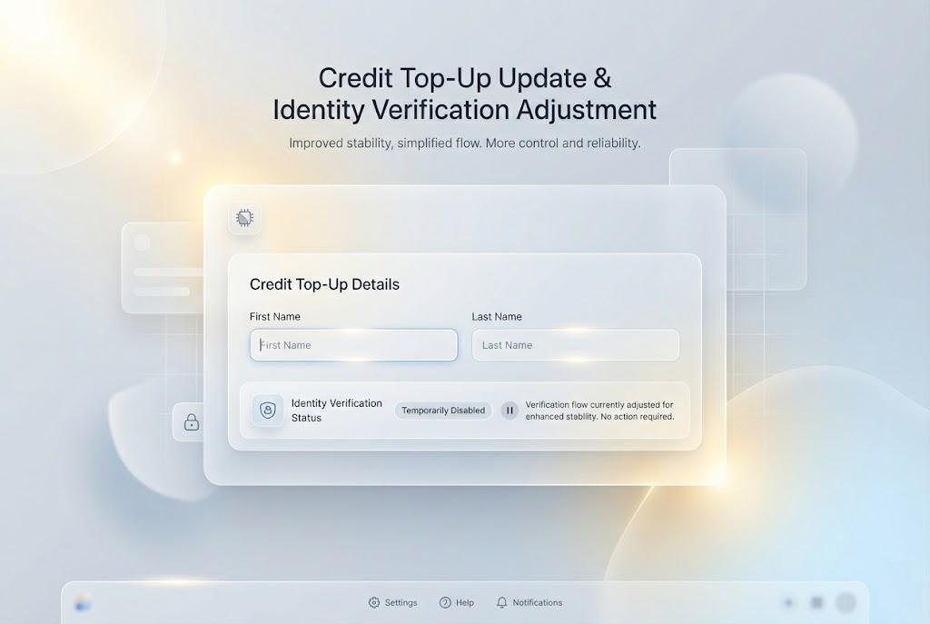 Credit Top-Up Update and Authentication Setting